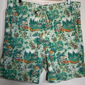 Lands End Men's Green Patterned Swim Shorts